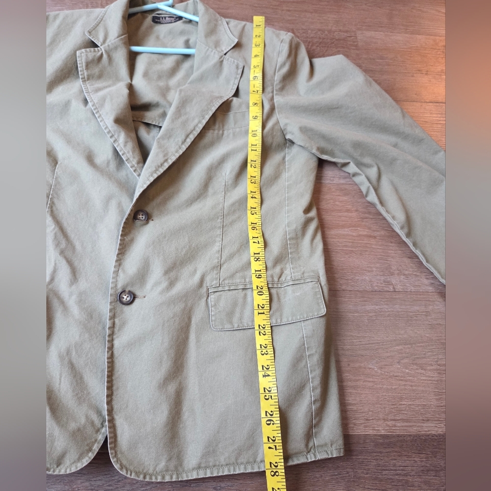 Vintage LL Bean Cotton Sage Green Khaki Tailored Blazer Coat Mens size 40 Short - Picture 8 of 9